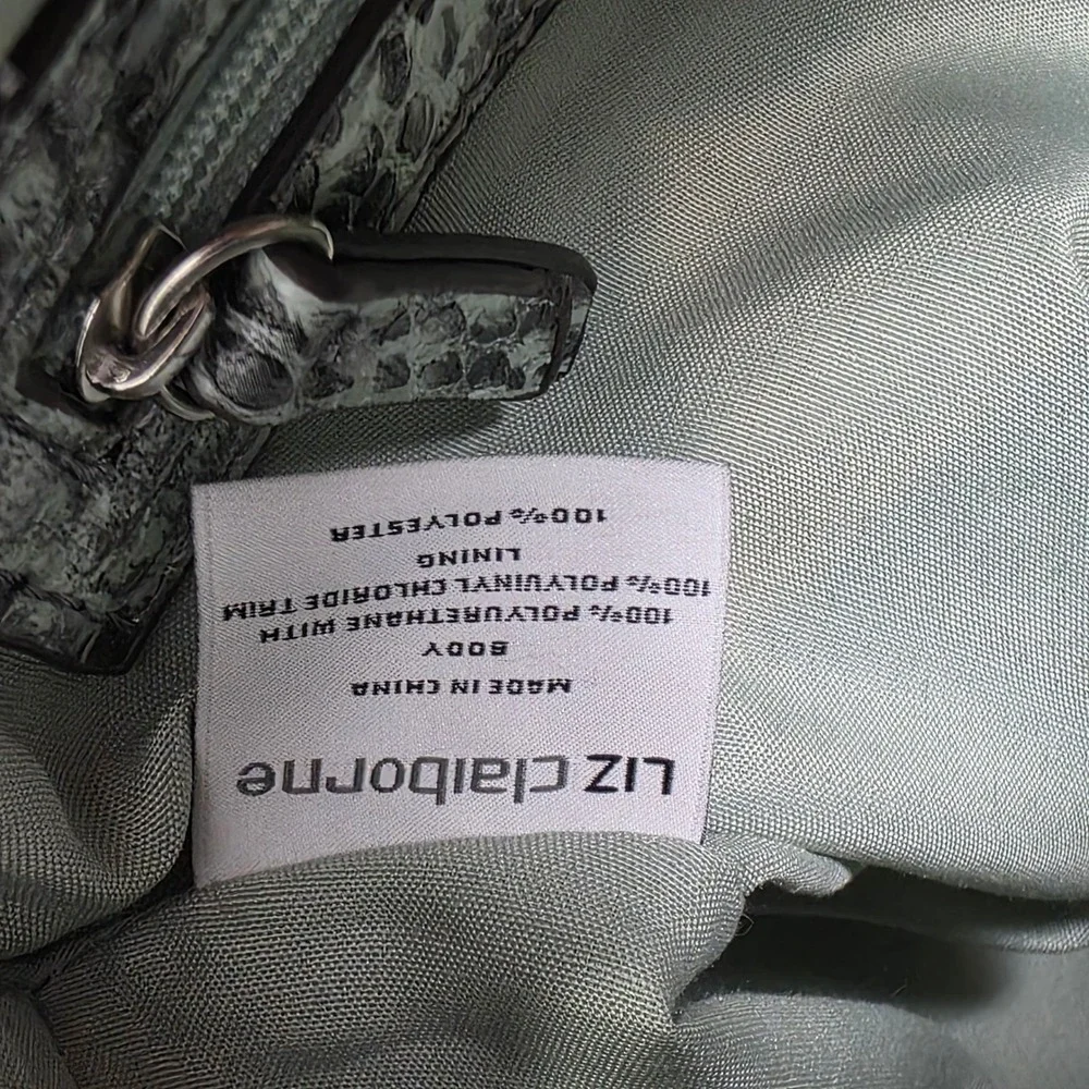 Liz Claiborne Mini Satchel Dome‎ Crossbody Bag Medium Mint Green Snakeskin Trim